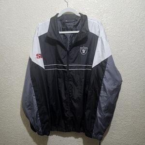 Vintage Raiders Sports Illistrated Windbreaker  Men's Black and Gray Jacket